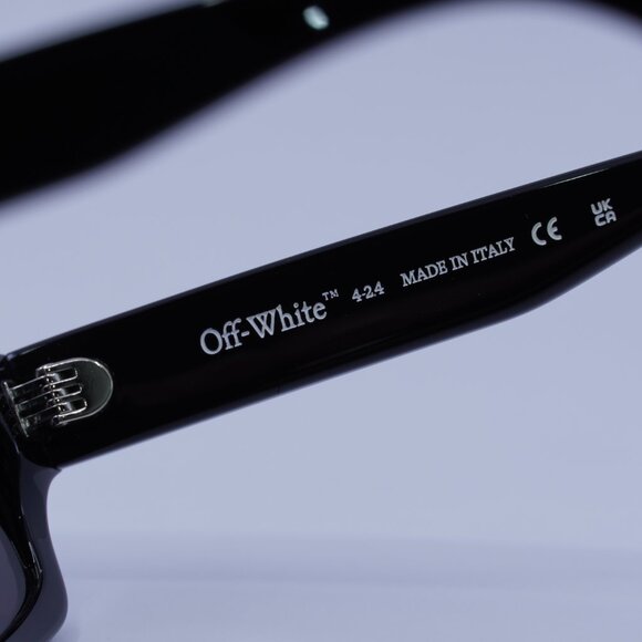 Off-White OERI135 MIRAMAR 1307 Sunglasses Black with White Stone Rectangle Frame - Picture 8 of 10